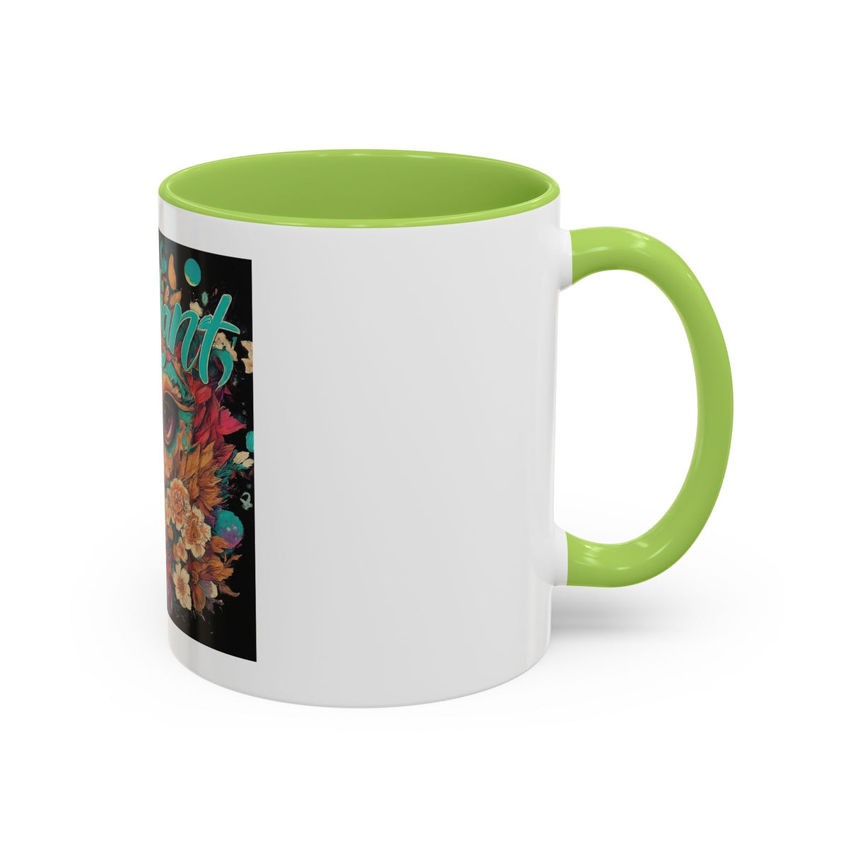 Radiant Owl Accent Coffee Mug — Floral 'Radiant' Art Print (11/15 oz)