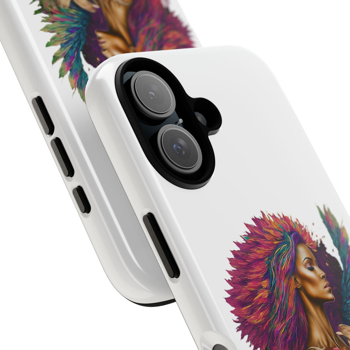 Boho Warrior Phone Case — Colorful Feather Headdress & Rose Protective Cover