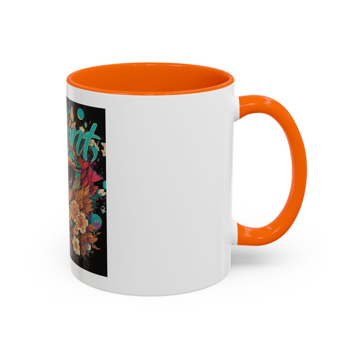 Radiant Owl Accent Coffee Mug — Floral 'Radiant' Art Print (11/15 oz)