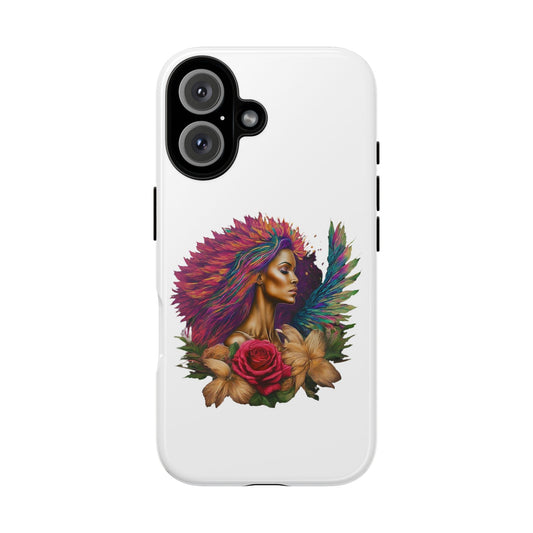 Boho Warrior Phone Case — Colorful Feather Headdress & Rose Protective Cover
