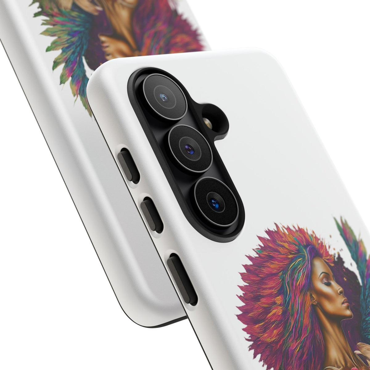 Boho Warrior Phone Case — Colorful Feather Headdress & Rose Protective Cover