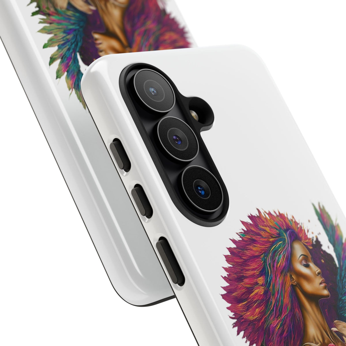 Boho Warrior Phone Case — Colorful Feather Headdress & Rose Protective Cover