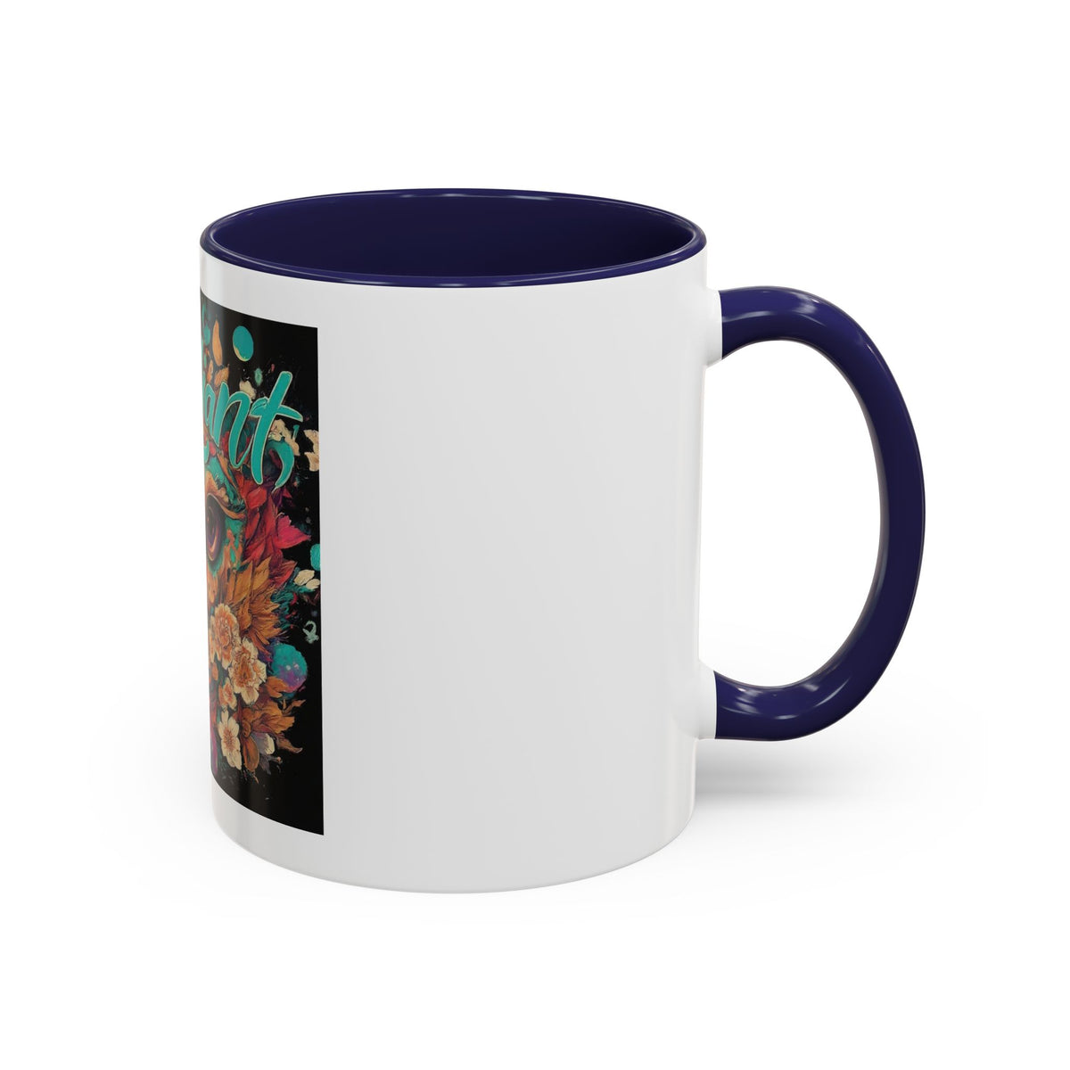 Radiant Owl Accent Coffee Mug — Floral 'Radiant' Art Print (11/15 oz)