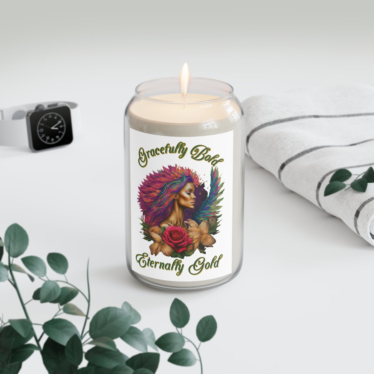 Soy Candle — "Gracefully Bold, Eternally Gold" Floral Goddess Scented Candle (13.75 oz)