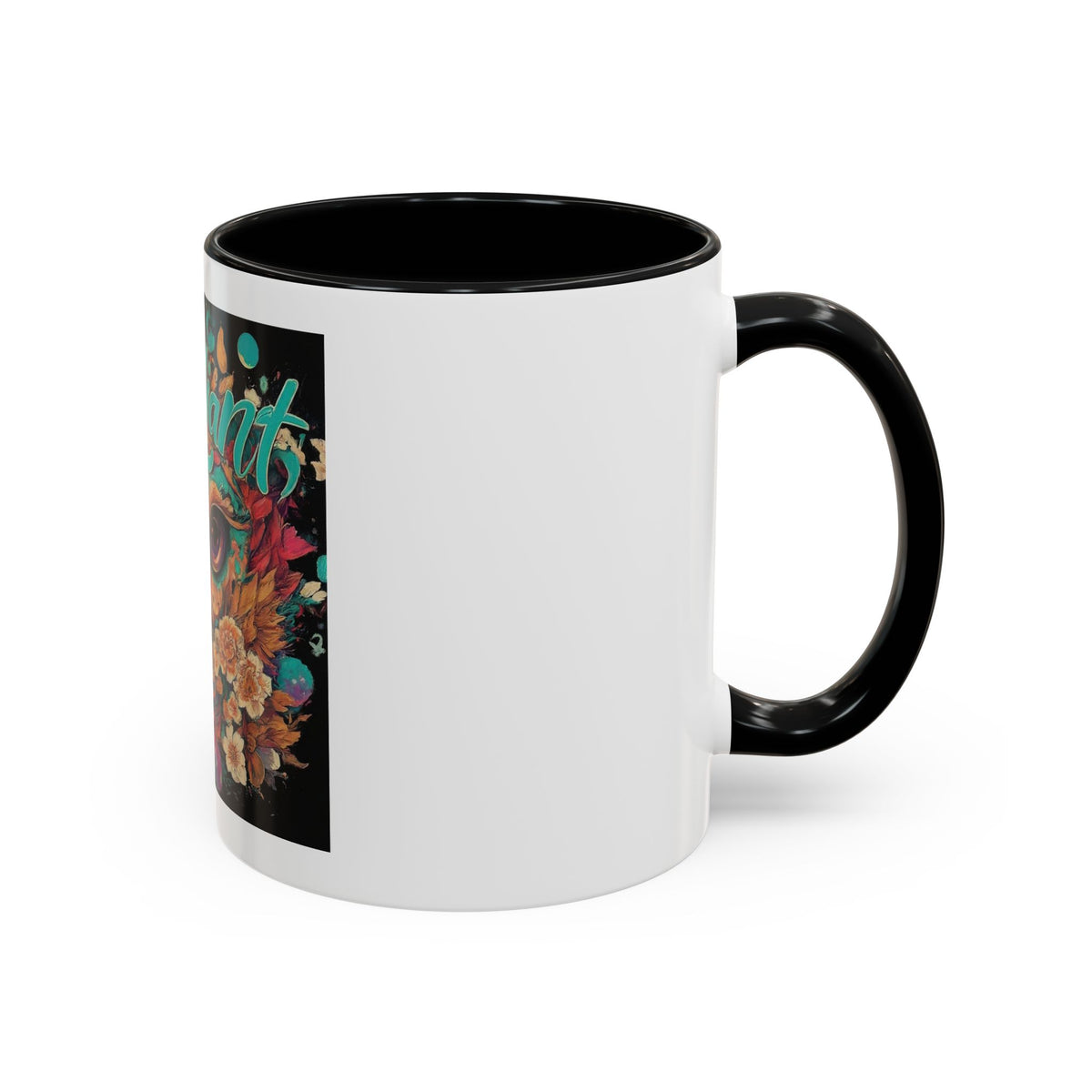 Radiant Owl Accent Coffee Mug — Floral 'Radiant' Art Print (11/15 oz)
