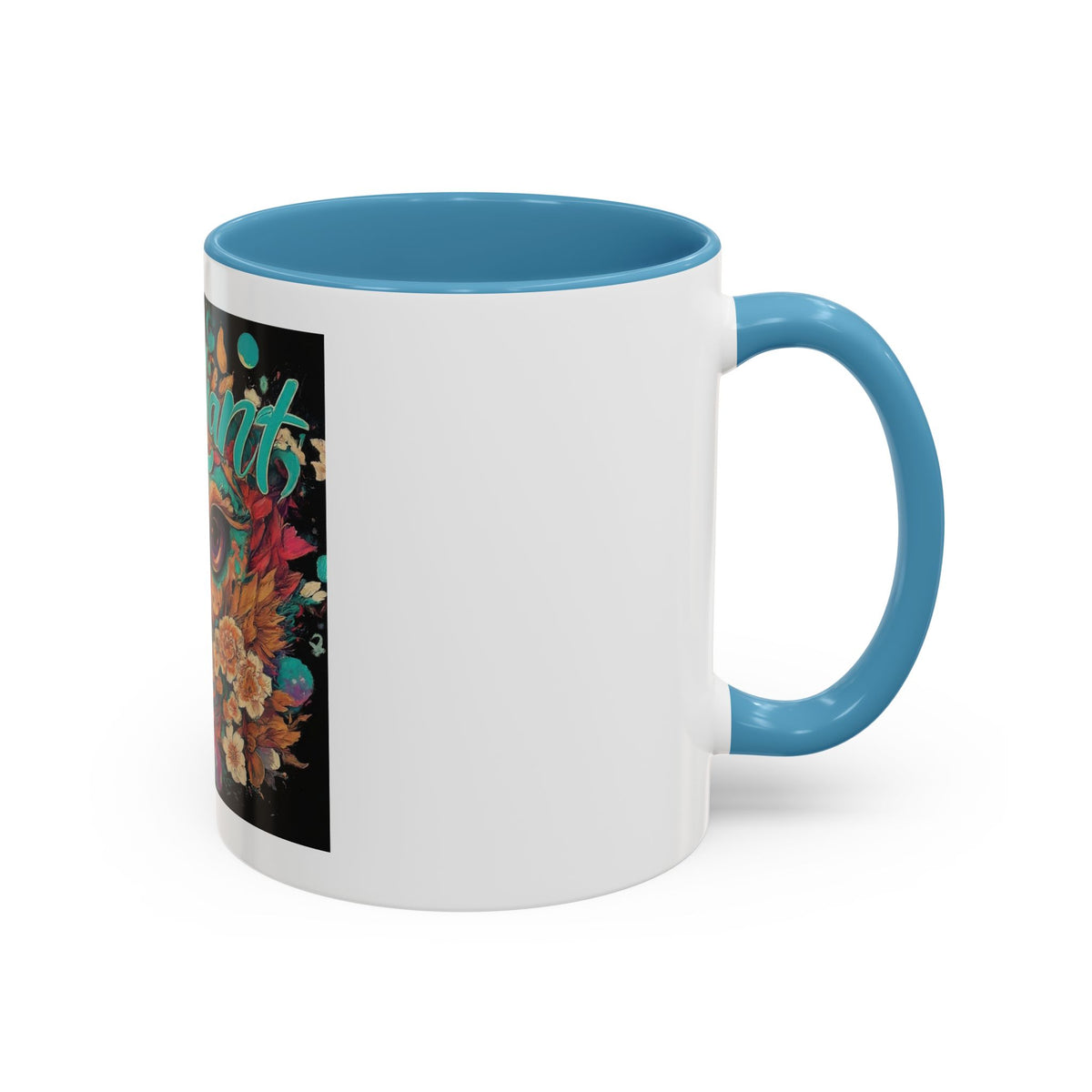 Radiant Owl Accent Coffee Mug — Floral 'Radiant' Art Print (11/15 oz)