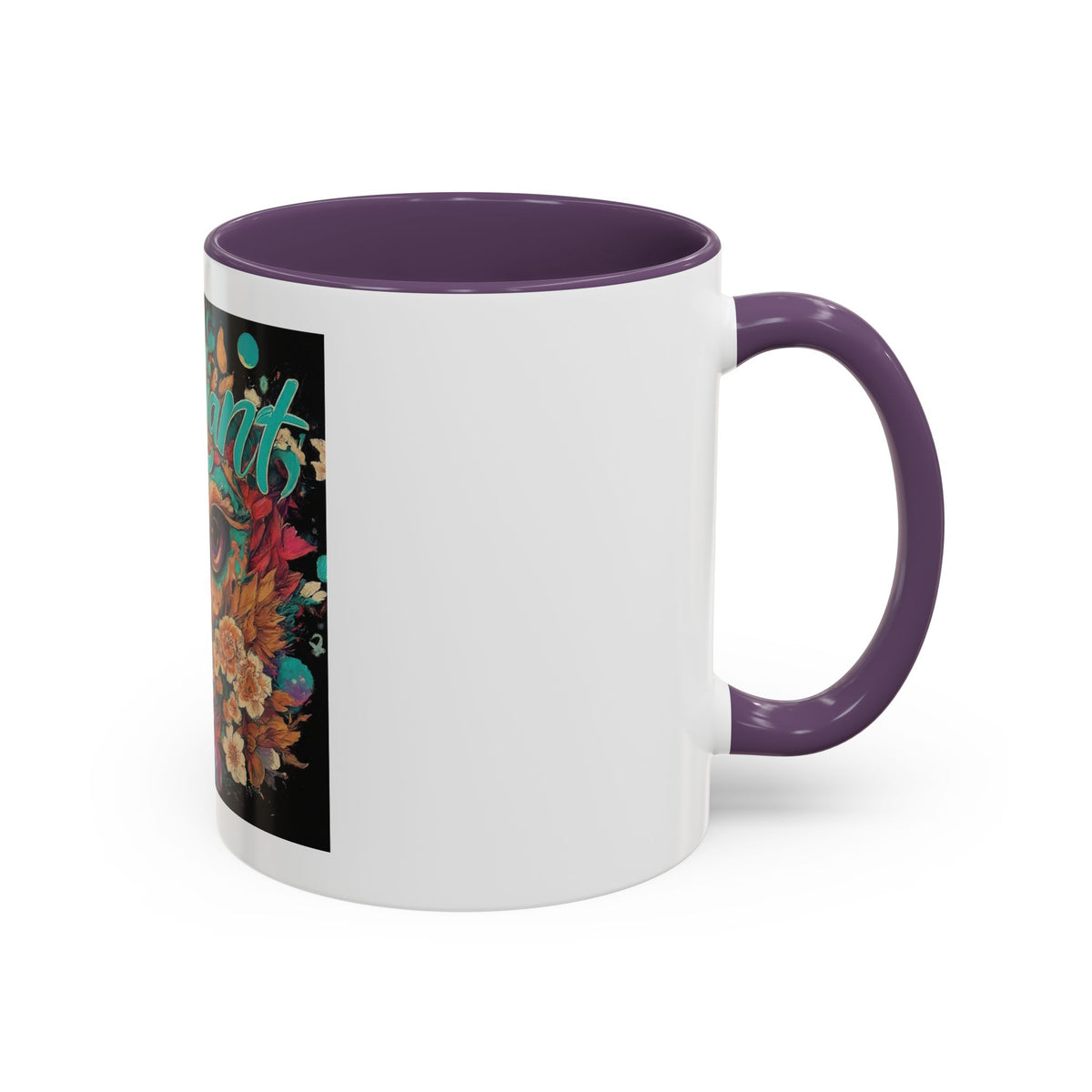 Radiant Owl Accent Coffee Mug — Floral 'Radiant' Art Print (11/15 oz)