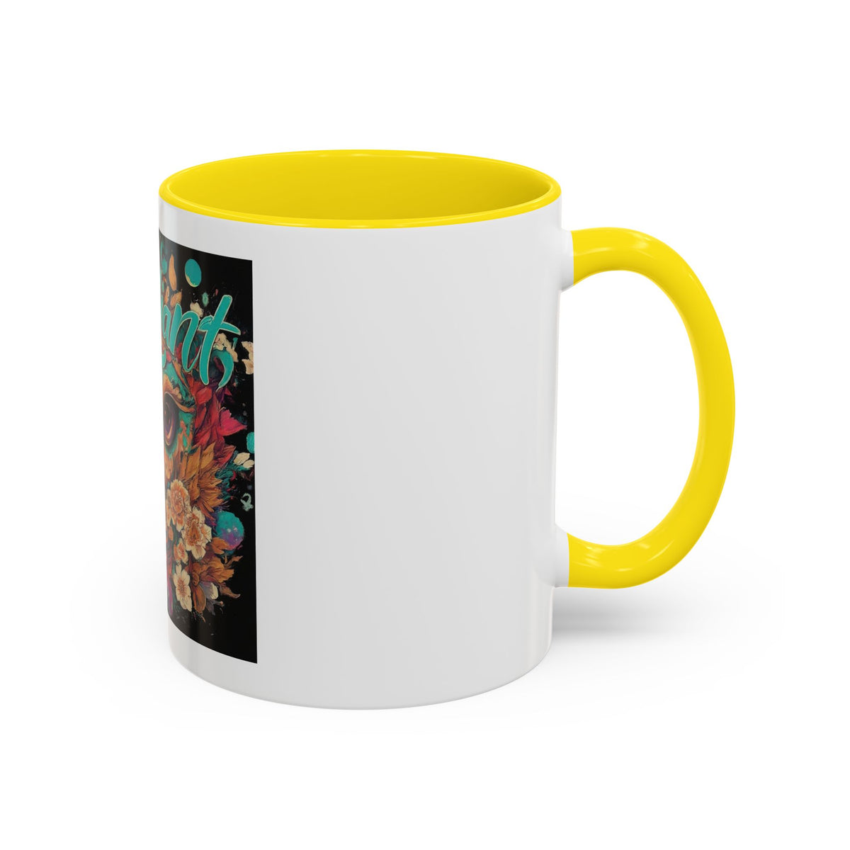 Radiant Owl Accent Coffee Mug — Floral 'Radiant' Art Print (11/15 oz)