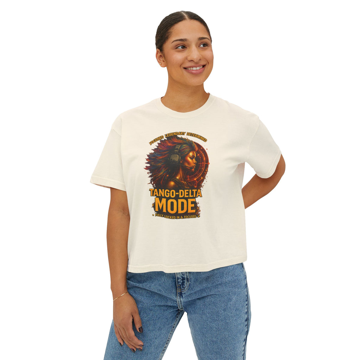 Tango-Delta Mode Tee — Native Warrior Graphic Women's Boxy Tee