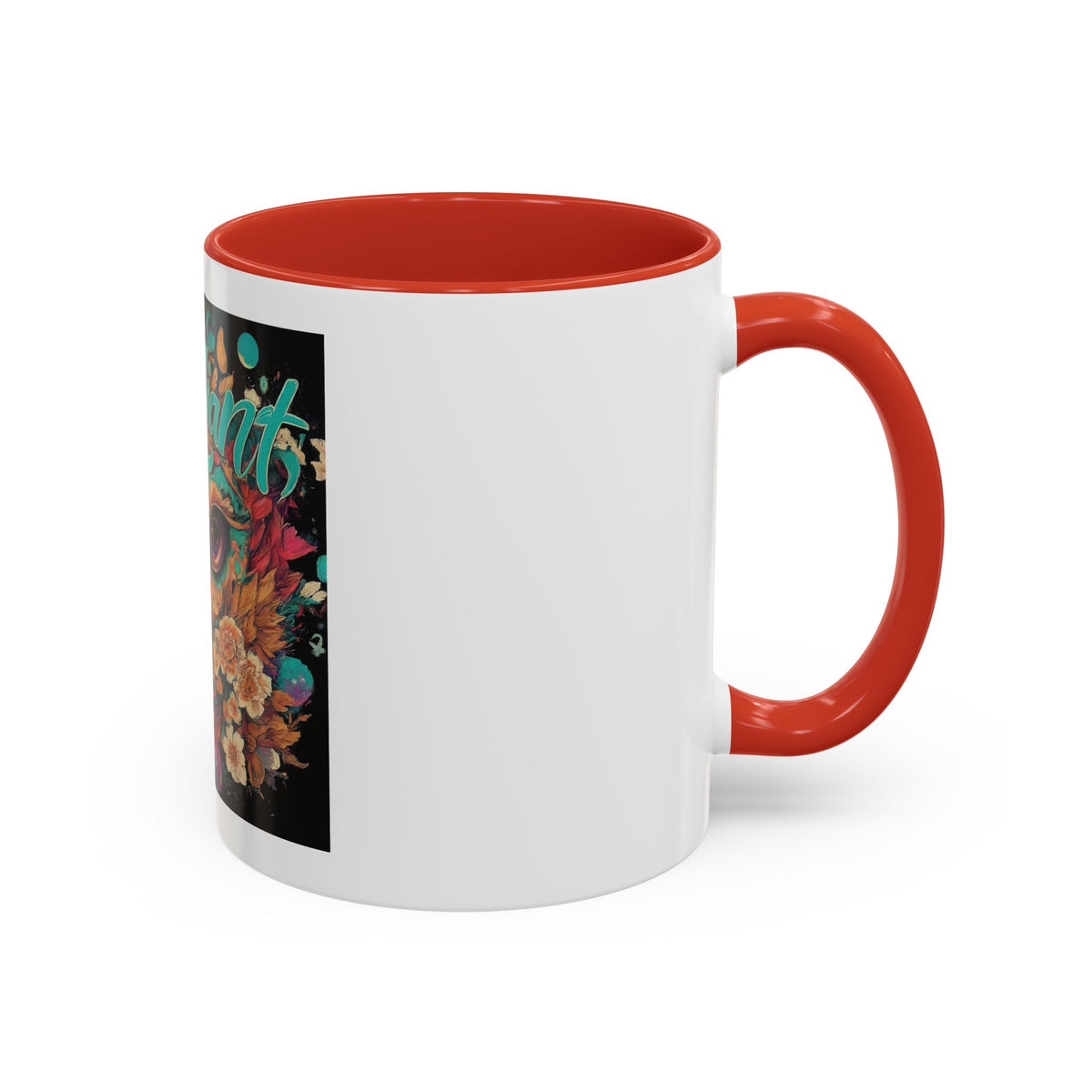 Radiant Owl Accent Coffee Mug — Floral 'Radiant' Art Print (11/15 oz)