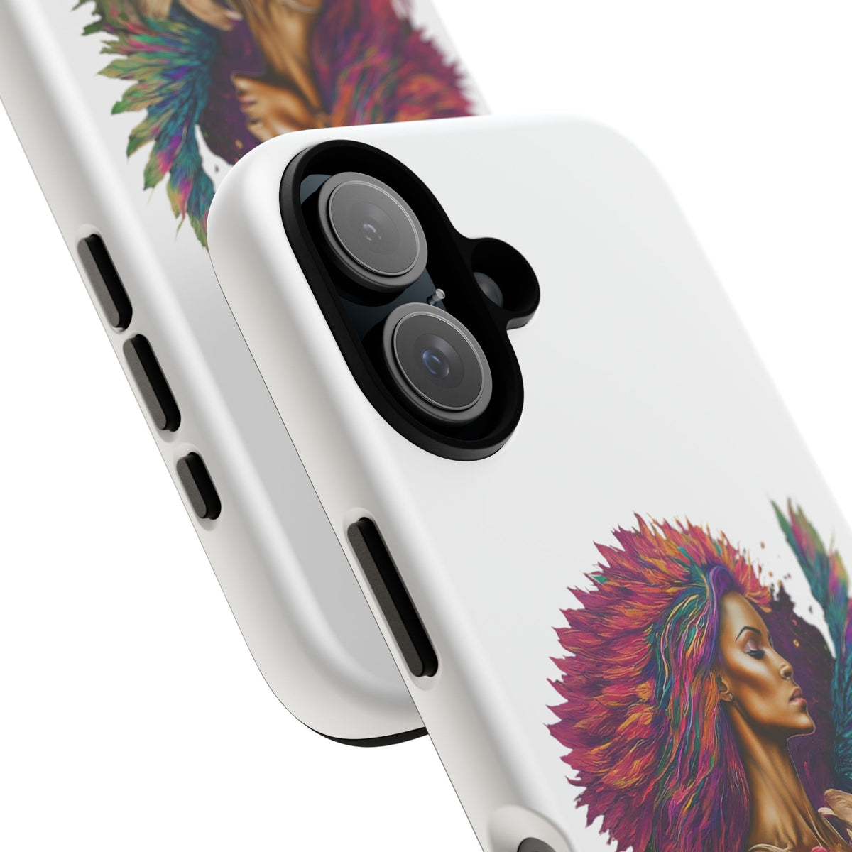 Boho Warrior Phone Case — Colorful Feather Headdress & Rose Protective Cover