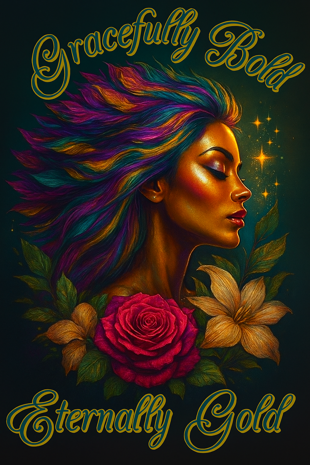 Gracefully Bold, Eternally Gold – Radiant Digital Art
